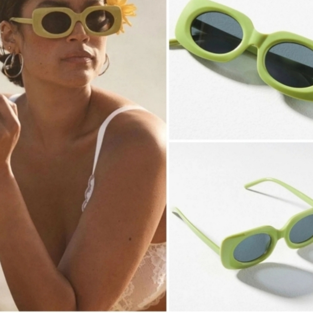 Anthropologie Rectangle Sunglasses/Chartreuse